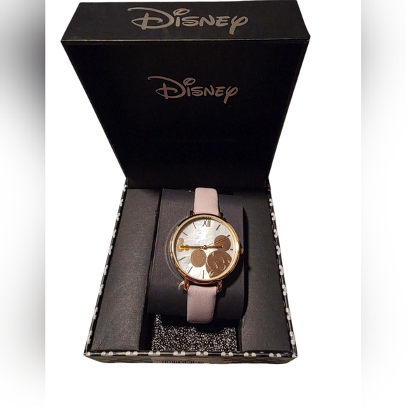 Bew Disney Women's Gold Watch With Mauve Straps - Picture 1 of 3